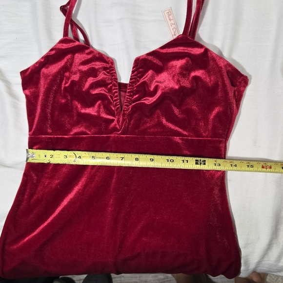 Blush & Day Red Velvet Mini Dress Sz Medium NWT - Picture 10 of 10